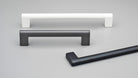 Kethy HT017 industrial handle in matte white, graphite, and black with metal mounting hardware, suitable for industrial furniture.