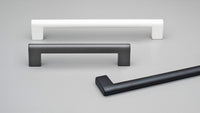 Kethy HT017 industrial handle in matte white, graphite, and black with metal mounting hardware, suitable for industrial furniture.