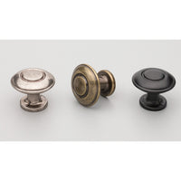 Cabinet Knob. Rd Hampton Knob 31mm in Polished Oxidised Tin