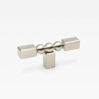 Small Lo & Co ORBE Cabinet T-Pull in brushed nickel finish, showing sleek modern design for kitchen or furniture cabinet.