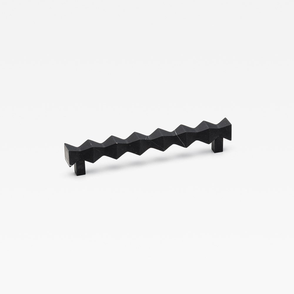 Lo & Co Forma Marble Pull Handle in black with sleek, modern design for cabinet or drawer application.