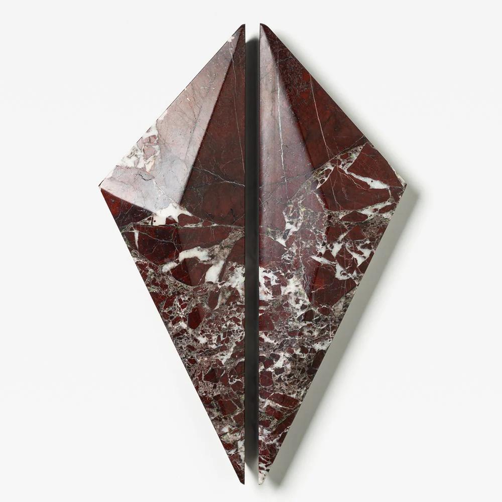 Prism Marble Handle Rosso 320mm Pair in Rosso Marble