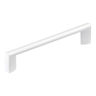 White Momo BARRA D cabinet pull handle mounted on a cabinet door, showcasing modern metal hardware design.