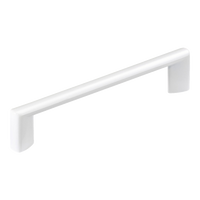 White Momo BARRA D cabinet pull handle mounted on a cabinet door, showcasing modern metal hardware design.