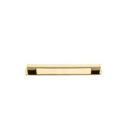 Cabinet Pull Cali Polished Brass L130xW9xP28mm CTC96mm with Backplate in Polished Brass