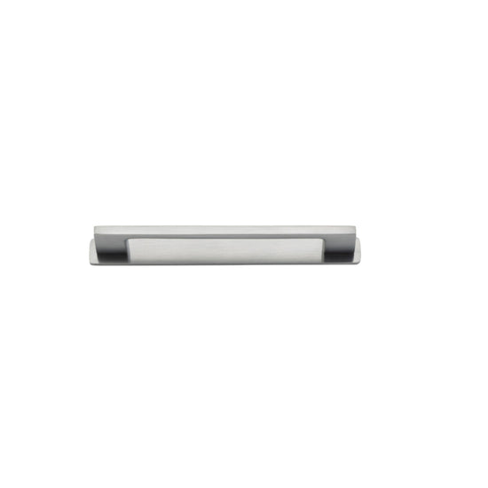 Cabinet Pull Cali Brushed Chrome L130xW9xP28mm CTC96mm with Backplate in Brushed Chrome