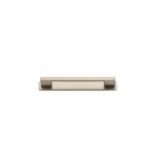 Cabinet Pull Cali Satin Nickel L130xW9xP28mm CTC96mm with Backplate in Satin Nickel