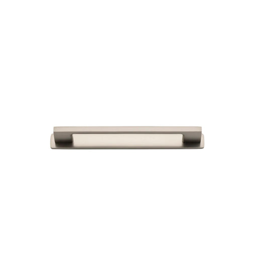 Cabinet Pull Cali Satin Nickel L194xW9xP28mm CTC160mm with Backplate in Satin Nickel