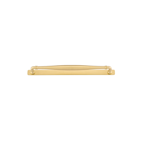 Cabinet Pull Sarlat Brushed Gold PVD L338xP52mm BD18mm CTC320mm With Backplate W365xH24mm T3mm in Brushed Gold PVD