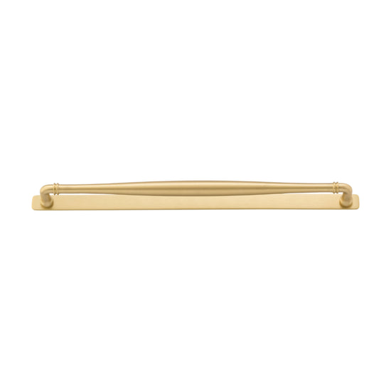 Cabinet Pull Sarlat Brushed Gold PVD L470xP54mm BD20mm CTC450mm With Backplate W495xH26mm T3mm in Brushed Gold PVD