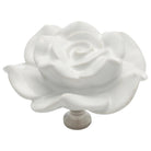 Cupboard Knob White Porcelain Flower Chrome Plated D60xP36mm in Porcelain