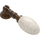 Cabinet Pull Teardrop Crazed Ivory Porcelain Antique Brass BP18mm Drop 65mm in Antique Brass