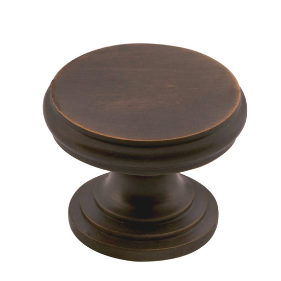 Cupboard Knob Flat Antique Brass D32xP23mm in Antique Brass