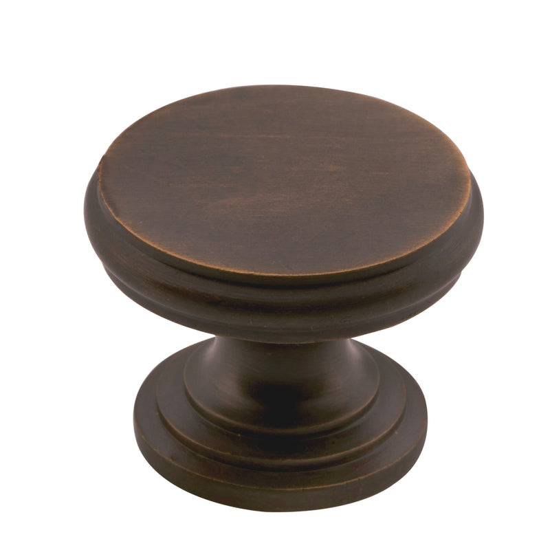 Cupboard Knob Flat Antique Brass D32xP23mm in Antique Brass