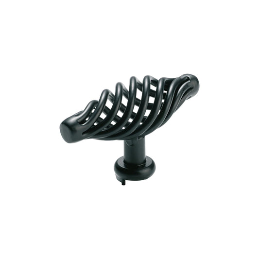Cabinet Pull Handle Iron Wire Twist Matt Black L65xP37mm in Matt Black