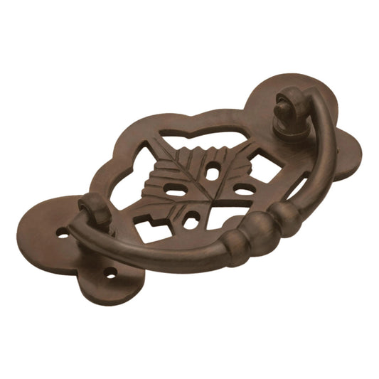 Cabinet Pull Handle Maple Leaf Antique Brass L45xH88mm in Antique Brass