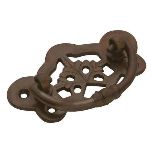 Cabinet Pull Handle Maple Leaf Antique Brass L40xH70mm in Antique Brass