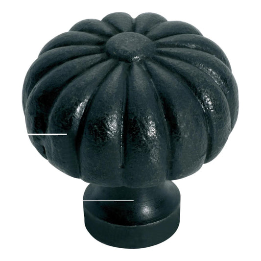 Cupboard Knob Fluted Iron Matt Black D38xP42mm in Iron Matt Black