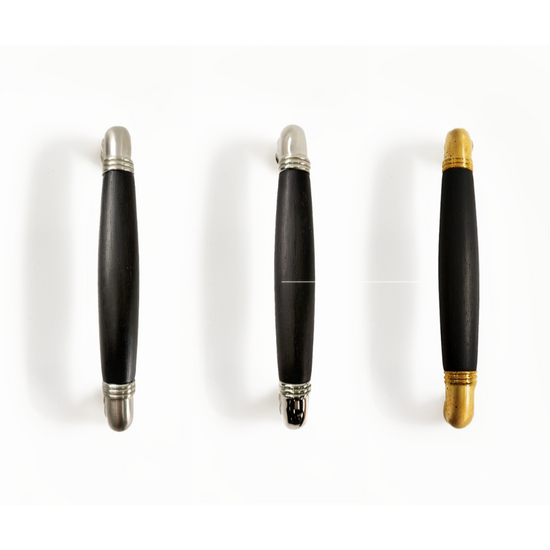 TIMELESS MG1934/128 cabinet handle 128mm c.t.c. satin nickel/ebony wood in Satin Nickel / Ebony Wood