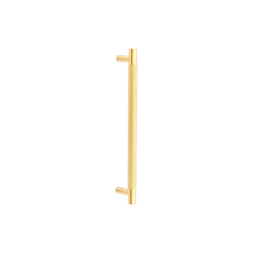 Zurich Knurled Cabinet Handle, 160mm Crs in Satin Brass