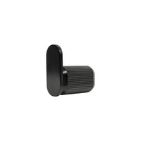 Momo Brooklyn 40mm wall hook in black finish, mounted on a wall, showcasing its modern design and sturdy metal construction.