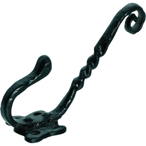 Hat & Coat Hook Iron Old English H145xP85mm in Matt Black