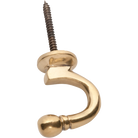 Curtain Tie Back Hook Standard Polished Brass P45mm in Polished Brass
