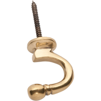 Curtain Tie Back Hook Standard Polished Brass P45mm in Polished Brass