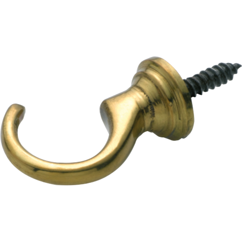 Curtain Tie Back Hook Standard Medium Polished Brass P40mm in Polished Brass