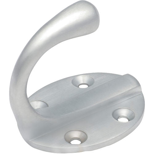 Robe Hook Single Oval BP Satin Chrome H50xP42mm in Satin Chrome