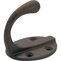 Robe Hook Single Oval BP Antique Brass H50xP42mm in Antique Brass