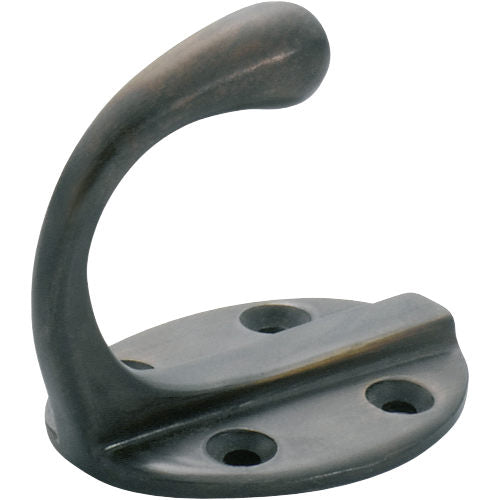 Robe Hook Single Oval BP Antique Brass H50xP42mm in Antique Brass