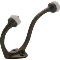 Hat & Coat Hook Porcelain Tip Antique Brass H115xP75mm in Antique Brass