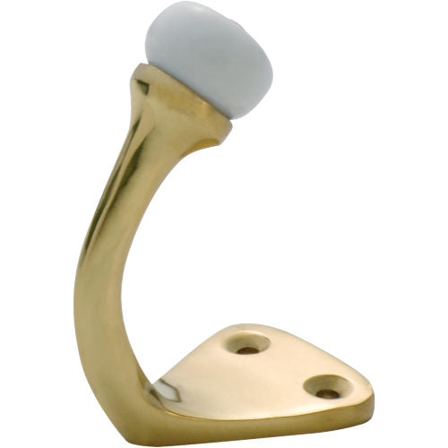 Robe Hook Porcelain Tip Polished Brass H45xP70mm in Polished Brass