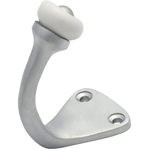 Robe Hook Porcelain Tip Satin Chrome H45xP70mm in Satin Chrome