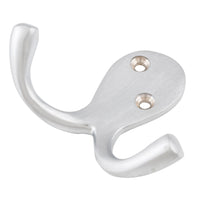 Robe Hook Double Satin Chrome H75xP30mm in Satin Chrome