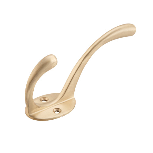 Hat & Coat Hook Victorian Satin Brass H110xP50mm in Satin Brass