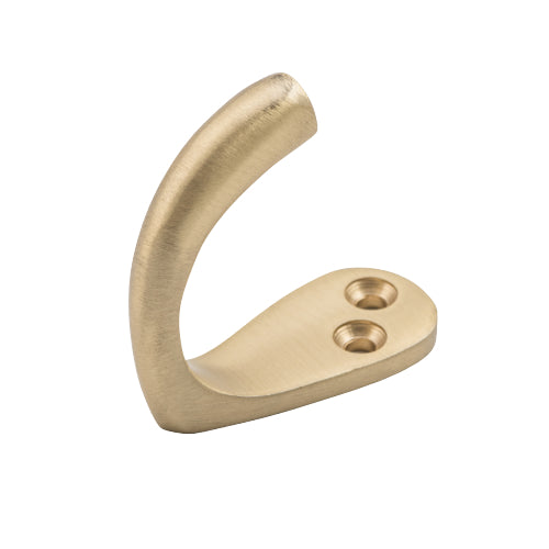 Robe Hook Single Satin Brass H45xP42mm in Satin Brass
