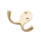 Robe Hook Double Satin Brass H75xP30mm in Satin Brass