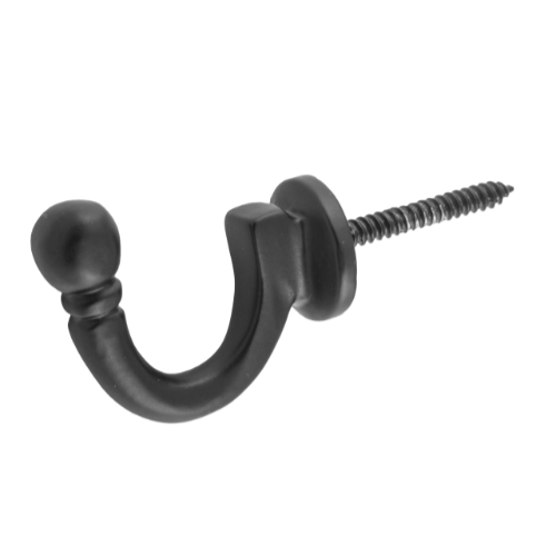 Curtain Tie Back Hook Standard Matt Black P45mm in Matt Black