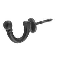 Curtain Tie Back Hook Standard Matt Black P45mm in Matt Black