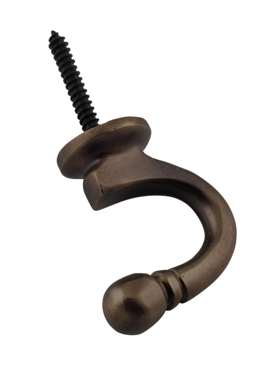 Curtain Tie Back Hook Standard Antique Brass P45mm in Antique Brass