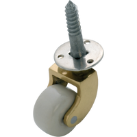 Castor Screw Plate White Porcelain Wheel Polished Brass D25mm in White
