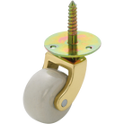 Castor Screw Plate White Porcelain Wheel Polished Brass D38mm in White