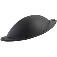Momo FLORENCIA cup pull handle in matte black with a curved design, ideal for cabinet or drawer furniture.