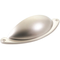 Momo FLORENCIA Cup Pull in brushed gold finish, showing close-up of sleek, modern cabinet handle with rounded cup shape.