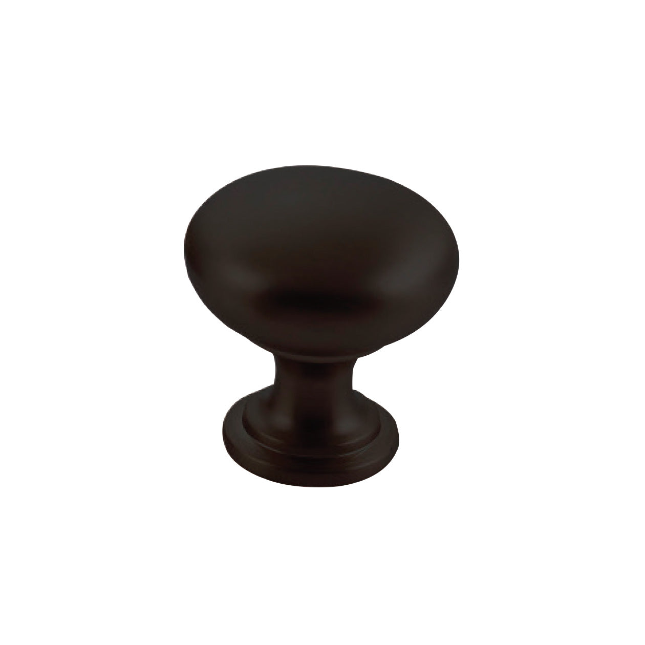 Momo FLORENCIA plain cabinet knob in matte black finish, showing a sleek round design on a wooden cabinet door.