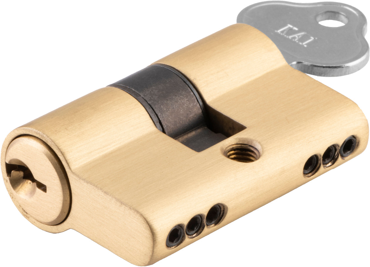 Tradco Euro Double Cylinder, Key Key 3 Pin in Satin Brass