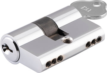 Tradco Euro Double Cylinder, Key Key 3 Pin in Polished Chrome