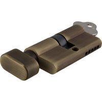 Tradco Euro double cylinder lock with 5 pin, L65mm keyway, silver finish, showing the lock mechanism and keyhole.